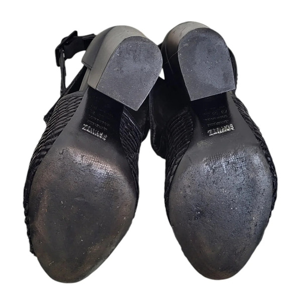 Schutz Women's Atanado Soft Block Heel Pump Shoes Brown Woven Sandal - Picture 5 of 6